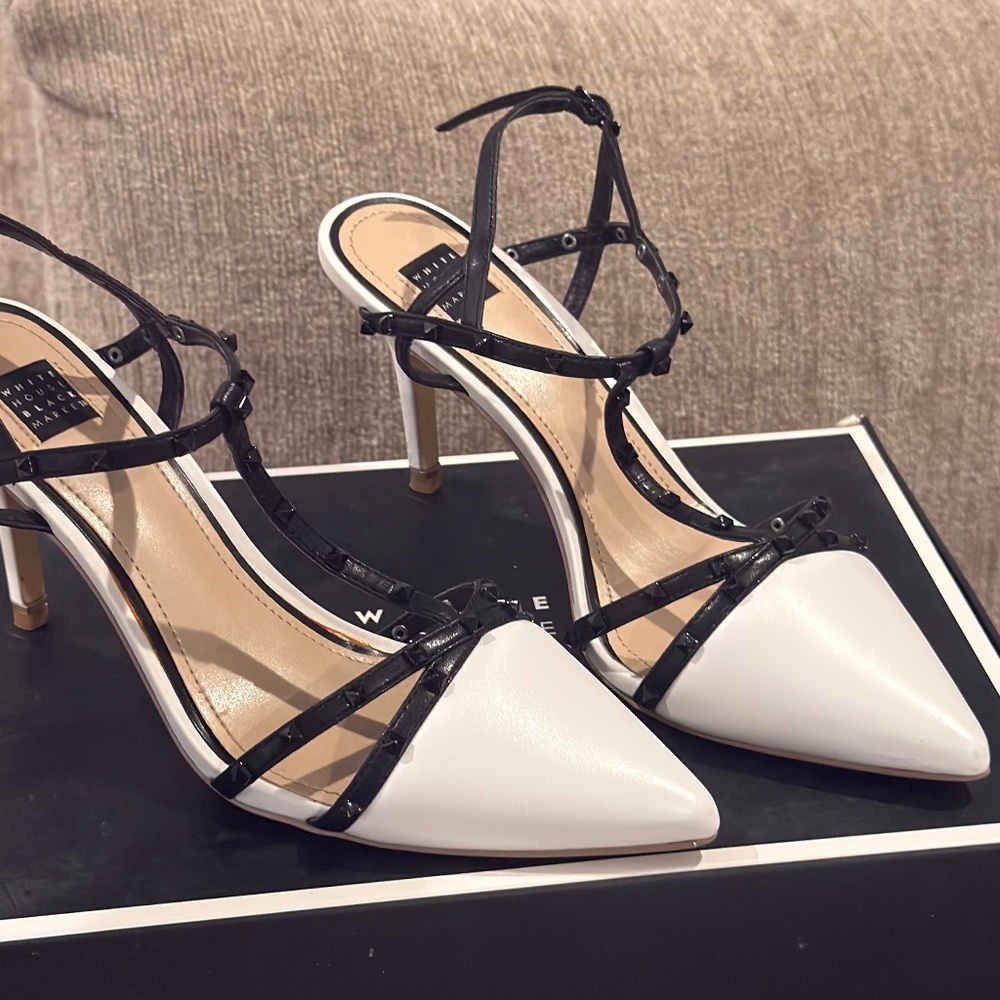 White and black sandals